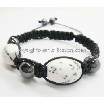 Woven shamballa bracelet with 2PC natural howlite